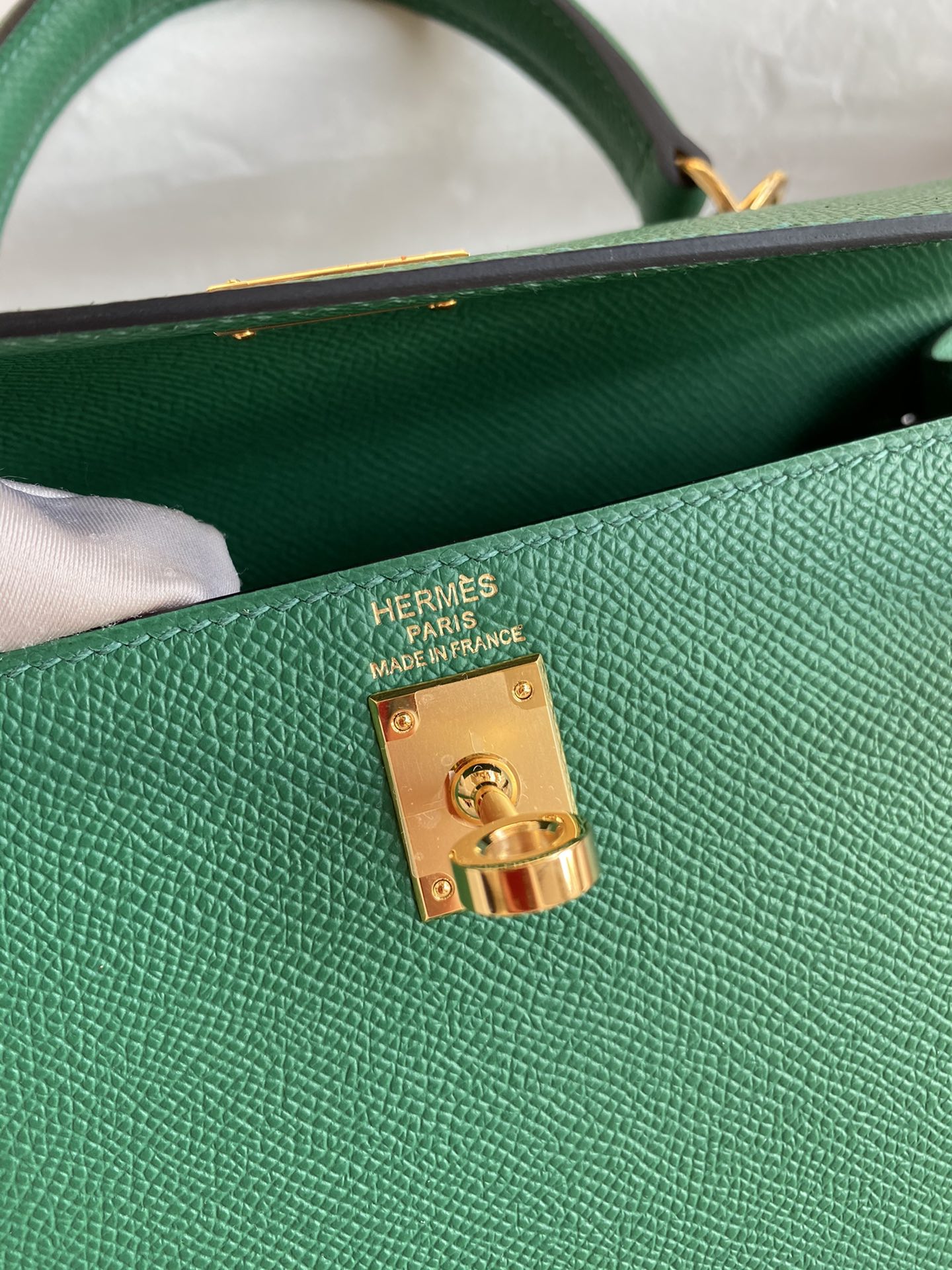 Hermes Kelly 25cm Handbag Shoulder Bag in Vert Vertigo Epsom Leather